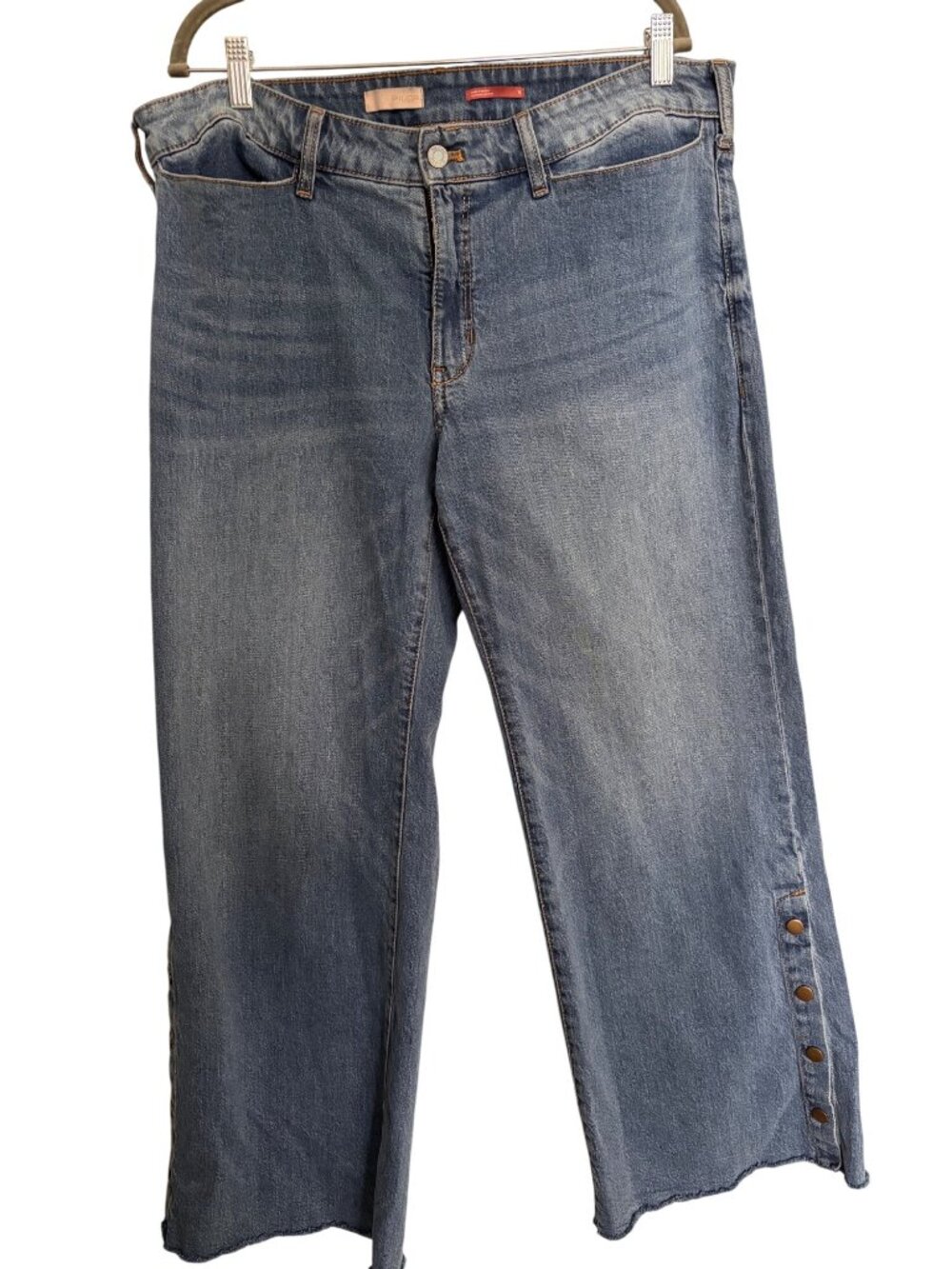 Pilcro X Anthropologie Skater Low-Rise Wide-Leg Jeans Snap Hem 32 - Picture 13 of 13